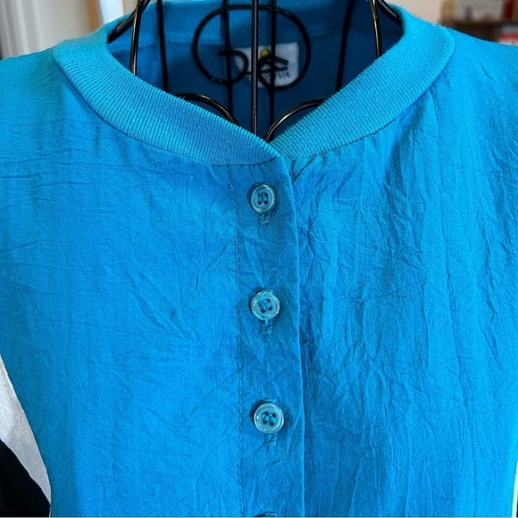 Vintage Cortiva Colorblock Bowling Top Teal Blue Size Medium - Picture 3 of 10
